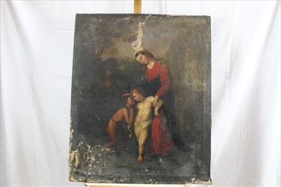 Lot 996 - Italian School 18th Century, The holy family with the infant St. John The Bapist, oil on canvas, unframed 95 x 78 cm