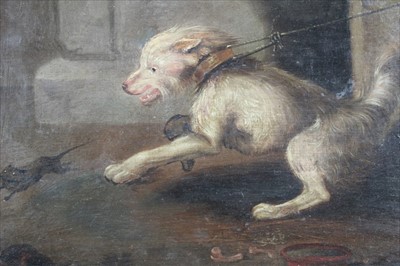 Lot 1020 - English School 19th century, A tethered terrier trying to catch a rat