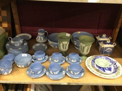 Lot 574 - Collection Wedgwood blue jasper ware teaware , bowls and decorative china.