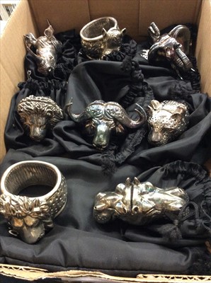 Lot 695 - Collection eight d’Argent silver plated animal napkin rings and menu holders