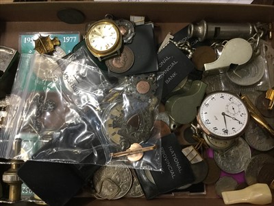 Lot 700 - Collection of pocket watches, fob medals coins and vertu items