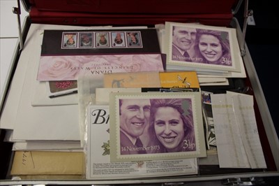 Lot 1161 - Stamps GB selection in albums and loose, including good range of presentation and year packs. Early PHQ cards etc.