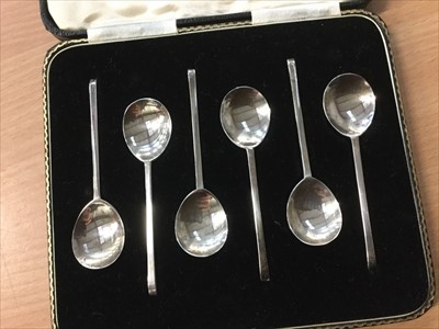 Lot 703 - Six silver coffee spoons in fitted case