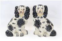 Lot 2085 - Pair of large Staffordshire Spaniels, 32cm high