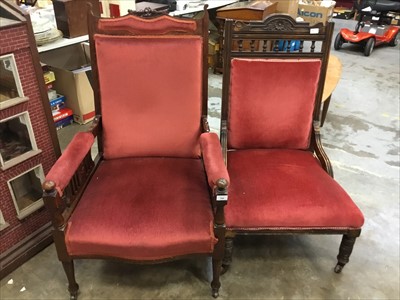 Lot 799 - Two Edwardian easy chairs