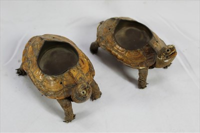 Lot 833 - Pair of novelty Tortoise ashtrays