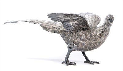 Lot 810 - Silver model of a Pheasant