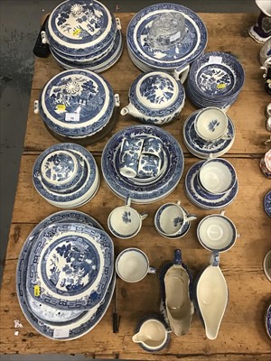 Lot 10 - Collection of blue and white Willow pattern dinner, tea and coffee ware - predominantly Wedgwood