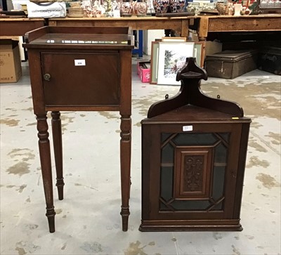 Lot 856 - Victorian mahogany pot cupboard and hanging corner cupboard with glazed door (2)