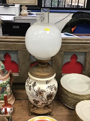 Lot 36 - Oil lamp and china