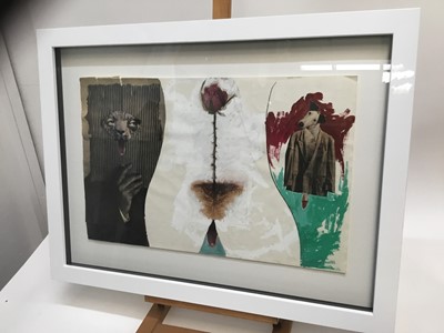 Lot 36 - Ahmed Mahmood (born 1937) mixed media with collage - Erotic composition
