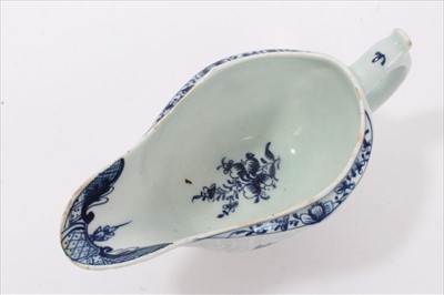 Lot 68 - Lowestoft blue and white sauceboat, circa 1760