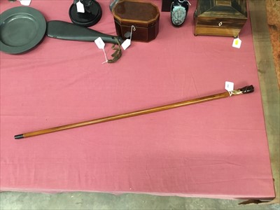 Lot 684 - Fine 19th Century 18ct gold mounted malacca walking stick by Brigg, with wrythen carved tortoiseshell handle, assayed for C. D., London 1892, stamped BRIGG, engraved inscription to S. ACOURT, DOWNS...
