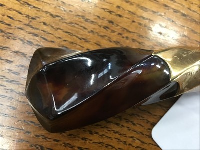 Lot 684 - Fine 19th Century 18ct gold mounted malacca walking stick by Brigg, with wrythen carved tortoiseshell handle, assayed for C. D., London 1892, stamped BRIGG, engraved inscription to S. ACOURT, DOWNS...