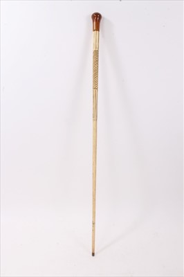 Lot 699 - Late 18th. / early 19th century carved narwhal and exotic wood walking stick