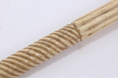 Lot 699 - Late 18th. / early 19th century carved narwhal and exotic wood walking stick