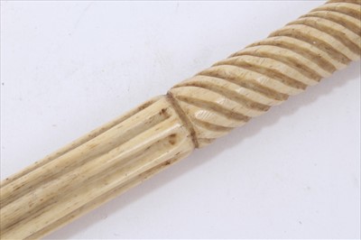 Lot 699 - Late 18th. / early 19th century carved narwhal and exotic wood walking stick