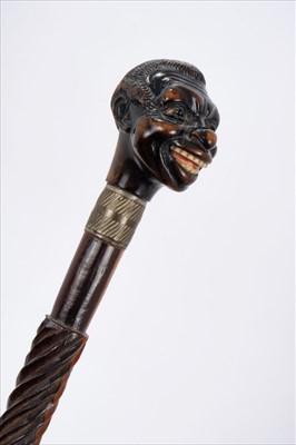 Lot 700 - Antique African carved lignum vitae walking stick