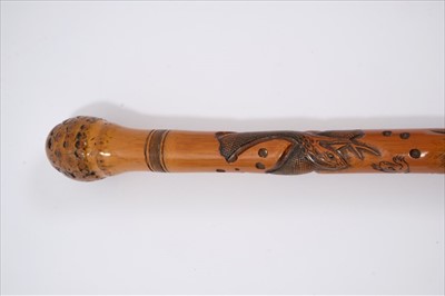 Lot 702 - Late 19th / early 20th century Japanese carved bamboo walking stick