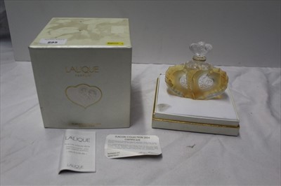 Lot 895 - Lalique limited edition 2004 Flacon - Deux Coeurs, with contents, boxed with certificate