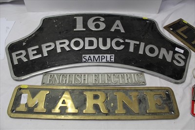 Lot 1911 - Various metal and enamel signs including- 16A Reproductions, Marine, English Electric, Lyn and others (10)