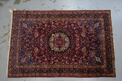 Lot 1419 - Fine pair of Kashan part silk rugs