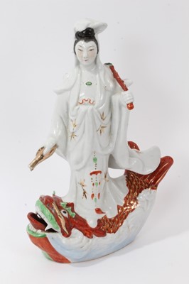 Lot 74 - 20th century Chinese porcelain figure of Guan yin