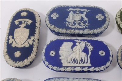 Lot 93 - Collection of 21 jasper ware trinket boxes, mostly Wedgwood