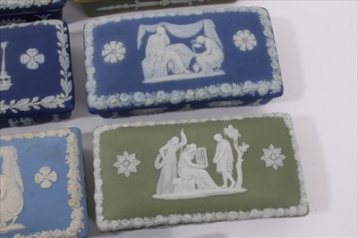 Lot 93 - Collection of 21 jasper ware trinket boxes, mostly Wedgwood