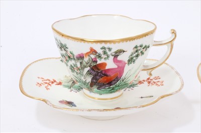 Lot 83 - Set of six English porcelain cups and saucers in the Meissen style