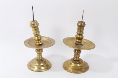 Lot 767 - Substantial near pair of late 17th / early 18th century Dutch East Indies pricket candlesticks