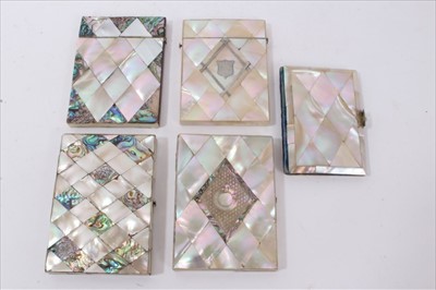 Lot 660 - Five Victorian mother of pearl card cases