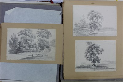 Lot 975 - Collection of early 19th century English School pencil drawings, watercolours and other sketches