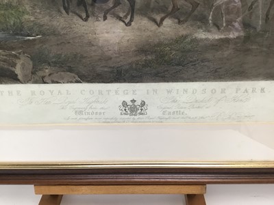 Lot 148 - Victorian hand coloured engraving - The Royal Cortege In Windsor Park, framed and glazed