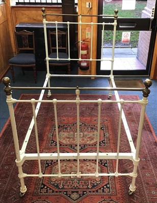 Lot 854 - Brass and iron single bed with side rails