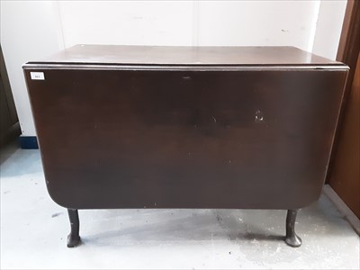 Lot 863 - Nineteenth century mahogany drop leaf table on turned tapered legs and pad feet