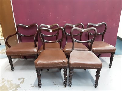 Lot 865 - Set of six nineteenth century mahogany kidney back dining chairs