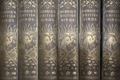 Lot 813 - Books - six volumes, Morris's British Birds, published by Groombridge and Sons, in decorative green cloth and gilt bindings