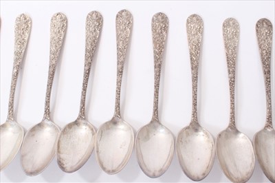 Lot 203 - Selection of 1930s Stieff Company American silver flatware and a Continental silver pill box