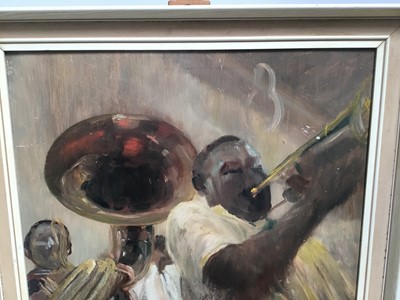 Lot 76 - Early 20th century oil on panel - The Jazz Band, framed, 52cm x 47cm