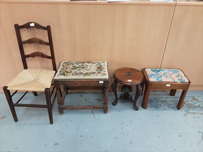 Lot 891 - Art deco stool and two others plus a bedroom chair (4)