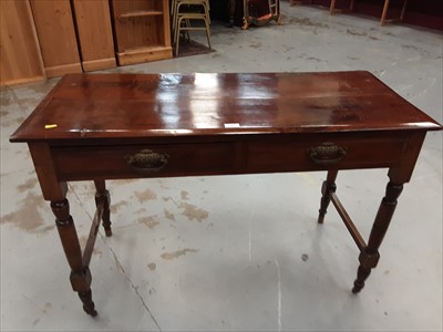 Lot 893 - Late Victorian hall table with two draws, on turned legs