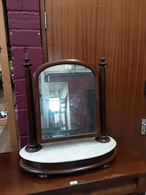 Lot 871 - Victorian mahogany toilet mirror with bow front marble base