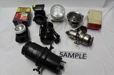 Lot 1889 - Collection of Vintage cycle lights to include paraffin and later Dynamo and electric items