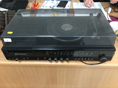 Lot 2 - Panasonic combination cassette and record player music centre with a pair of Goodmans speakers
