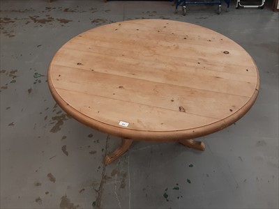 Lot 895 - Contemporary bleached pine circular dining table on pedestal base