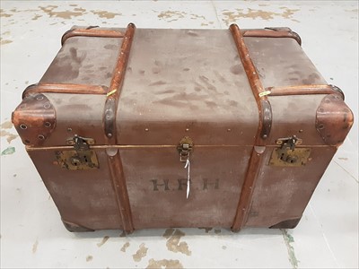 Lot 899 - Vintage wooden bound canvas covered cabin trunk