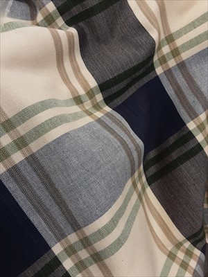 Lot 547 - Pair contempory lined green check curtains