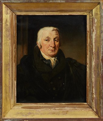 Lot 961 - Early 19th Century English School oil on leather laid onto panel - portrait of a gentleman