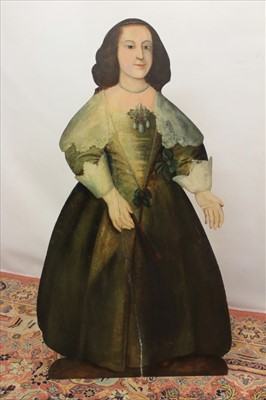 Lot 1340 - Rare pair of antique painted oak dummy boards in the 17th Century style, 104cm high
